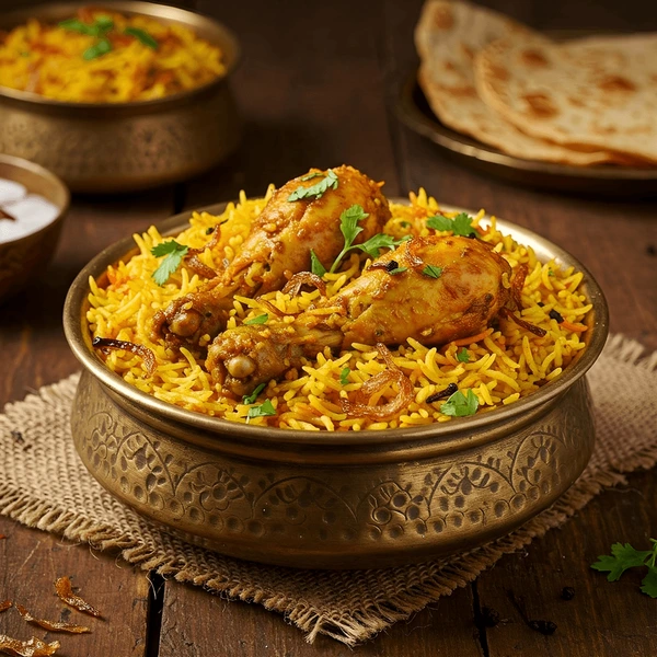 Aromatic basmati rice and marinated chicken for Chicken Biryani